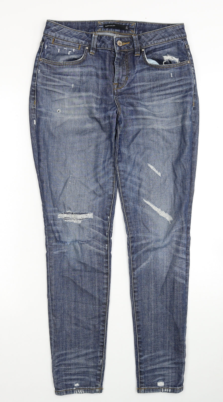 Karen Millen Womens Blue Cotton Skinny Jeans Size 8 Regular Zip