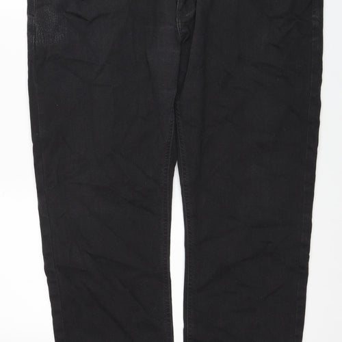Marks and Spencer Womens Black Cotton Straight Jeans Size 40 in L29 in Regular Zip