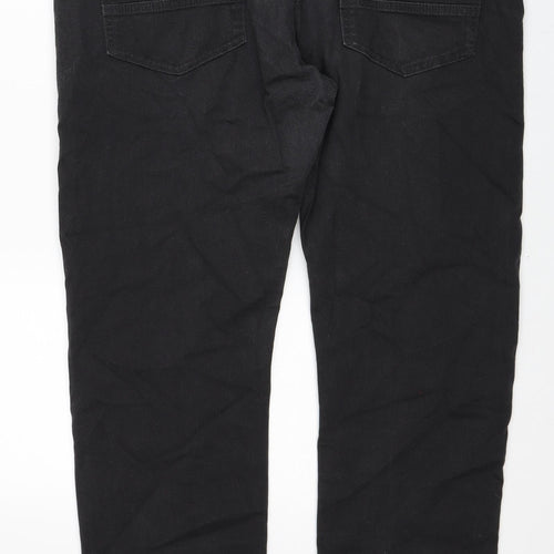 Marks and Spencer Womens Black Cotton Straight Jeans Size 40 in L29 in Regular Zip