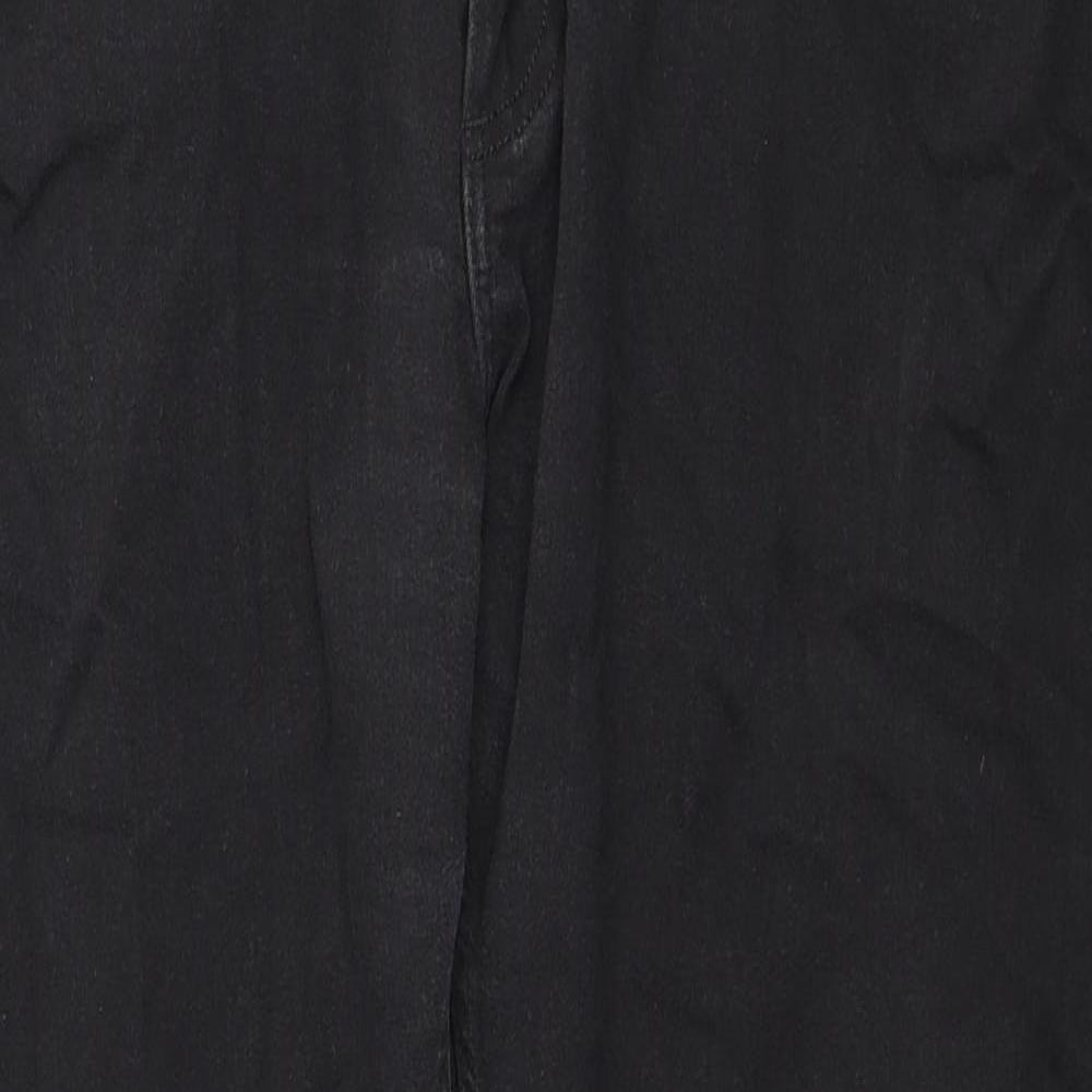 Marks and Spencer Womens Black Cotton Straight Jeans Size 40 in L29 in Regular Zip