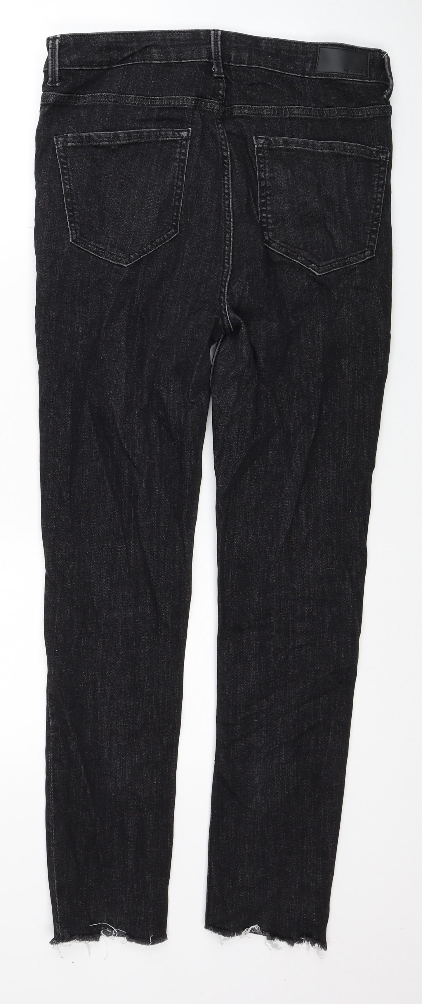 Marks and Spencer Womens Black Cotton Skinny Jeans Size 12 Regular Zip