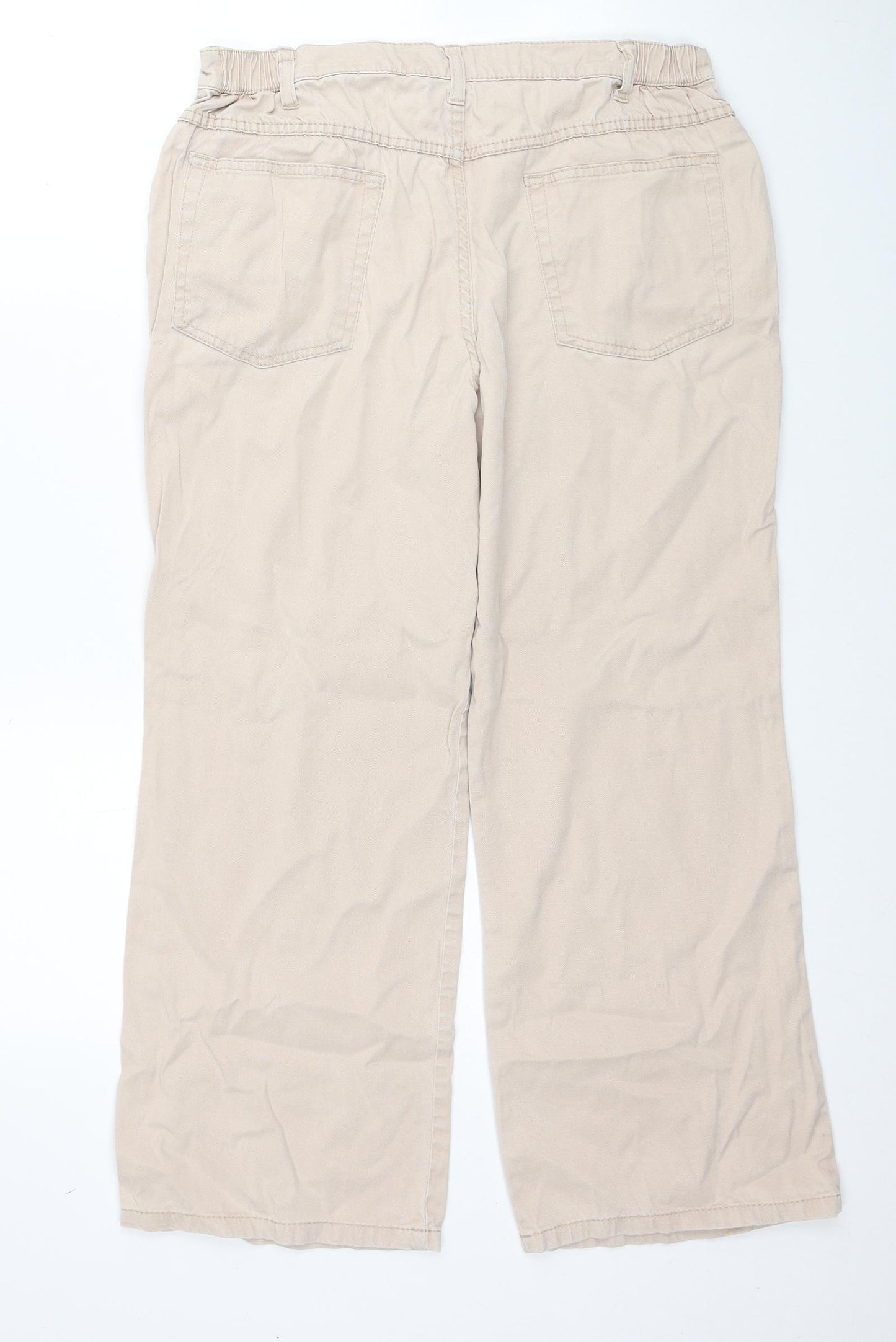 Marks and Spencer Womens Beige Cotton Bootcut Jeans Size 14 Regular Zip