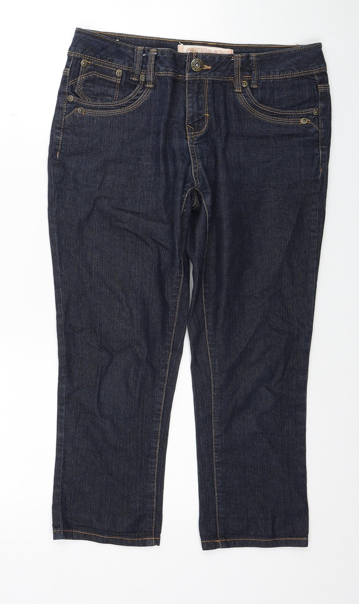 New Look Girls Blue Cotton Straight Jeans Size 14 Years Regular Zip
