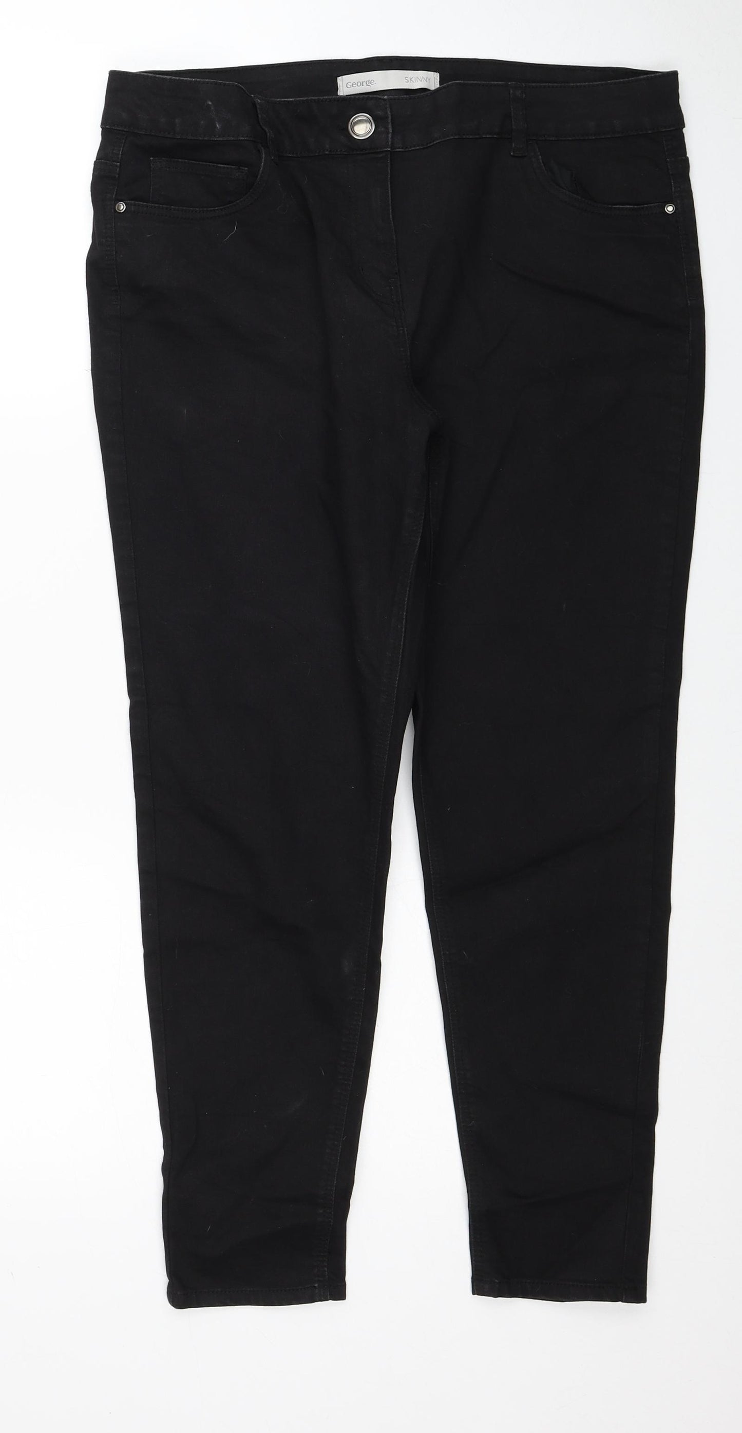 George Womens Black Cotton Skinny Jeans Size 16 Regular Zip