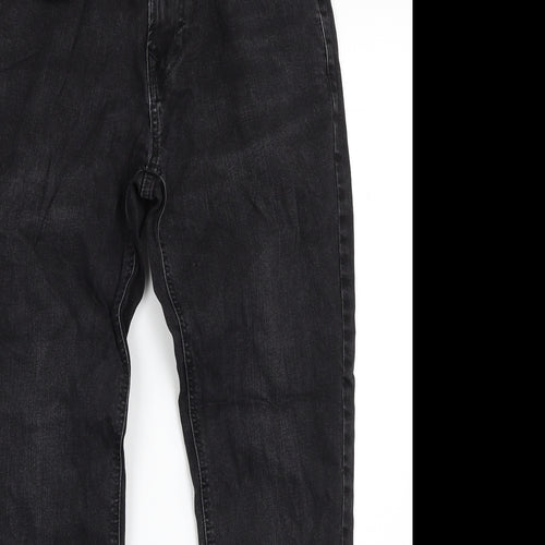 NEXT Womens Black Cotton Straight Jeans Size 30 in L31 in Regular Zip