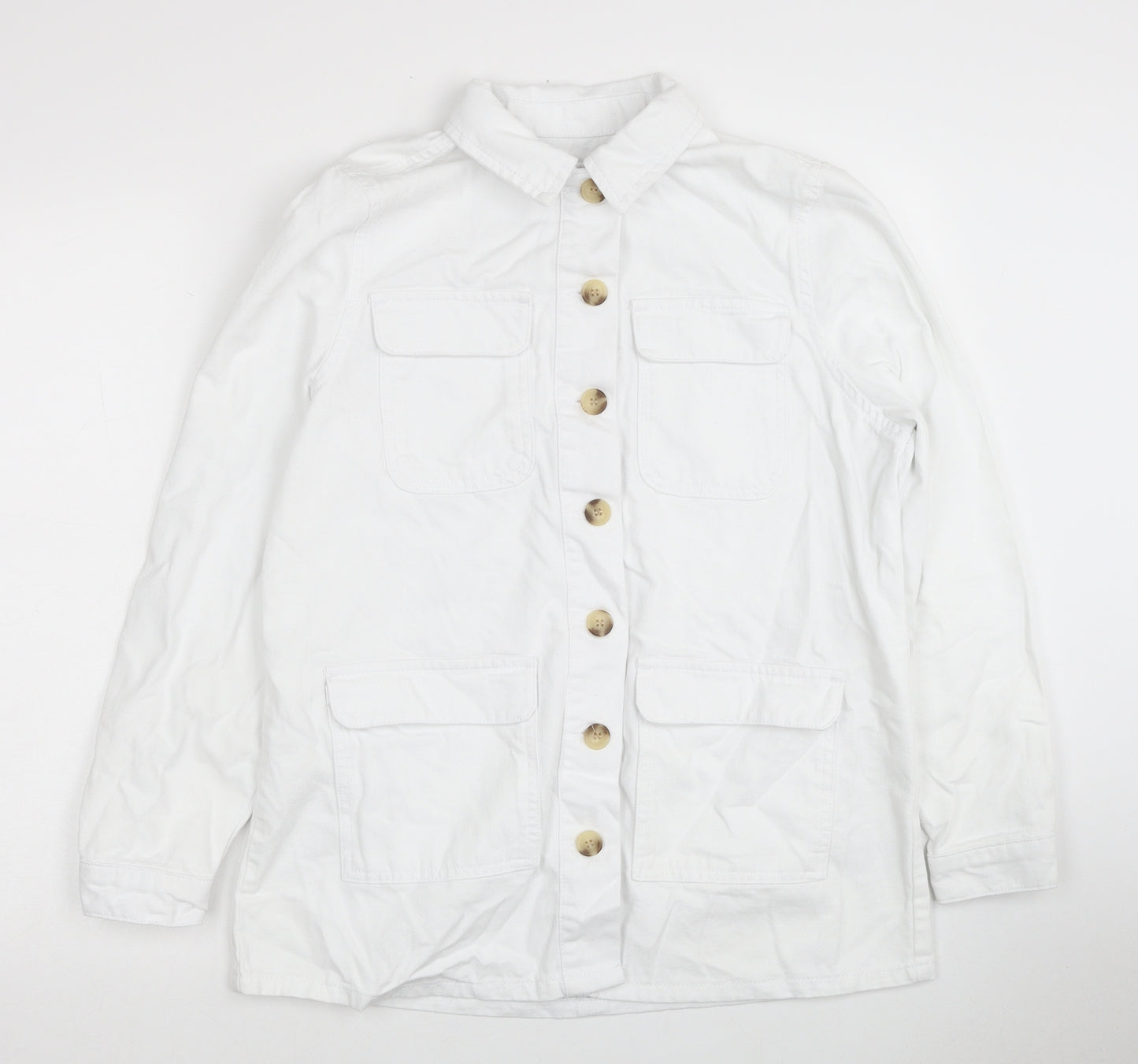 Crew Clothing Womens White Jacket Size 12 Button