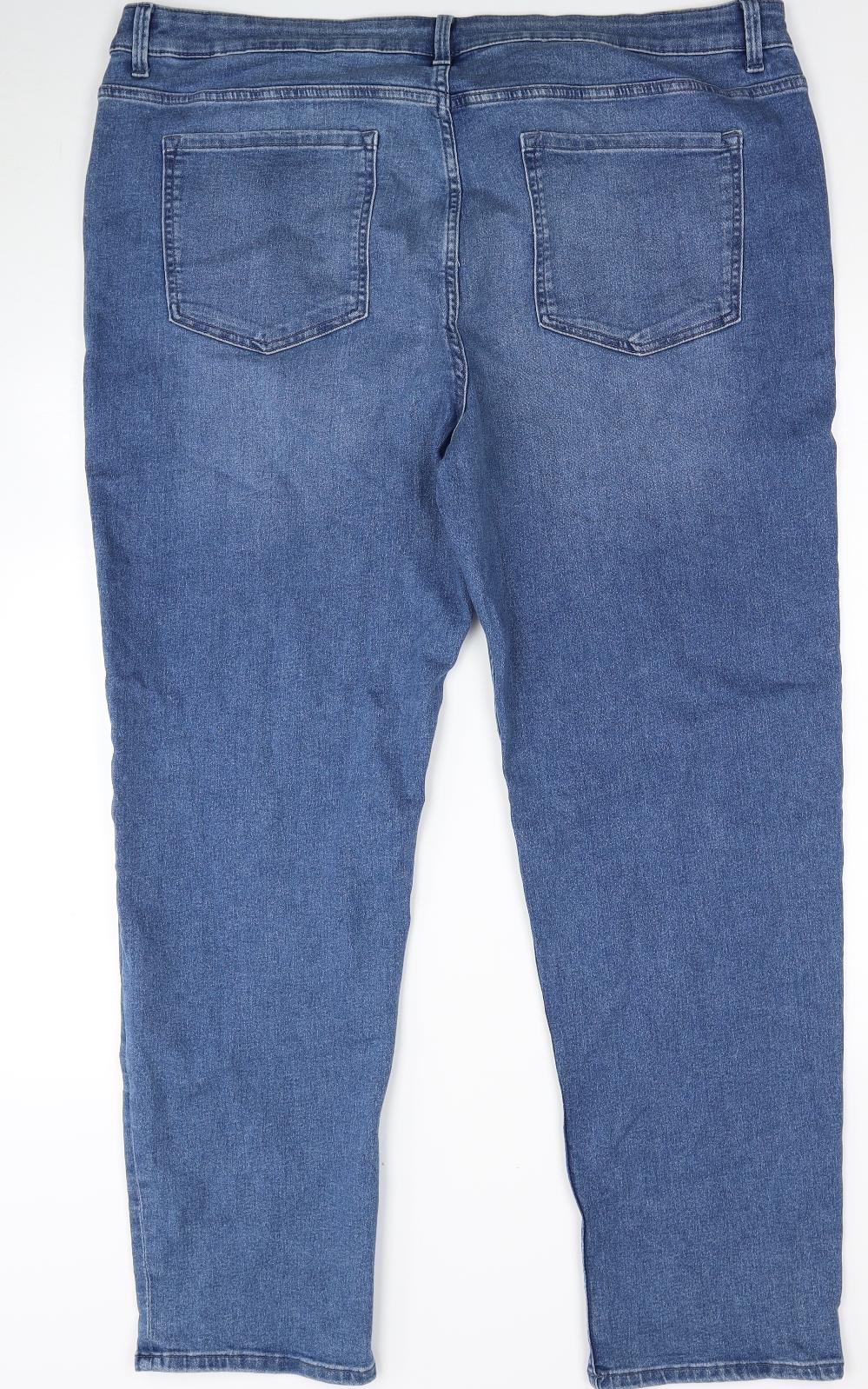 Marks and Spencer Womens Blue Cotton Straight Jeans Size 24 Regular Zip