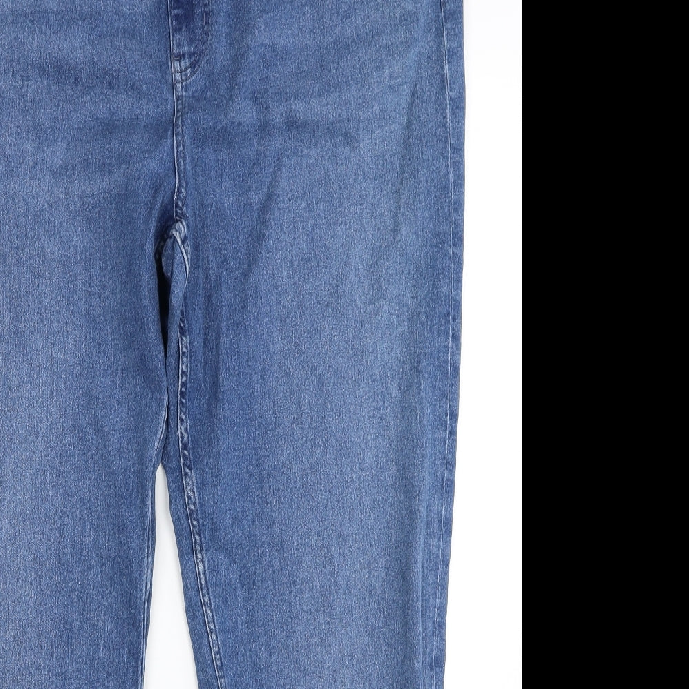 Marks and Spencer Womens Blue Cotton Straight Jeans Size 24 Regular Zip