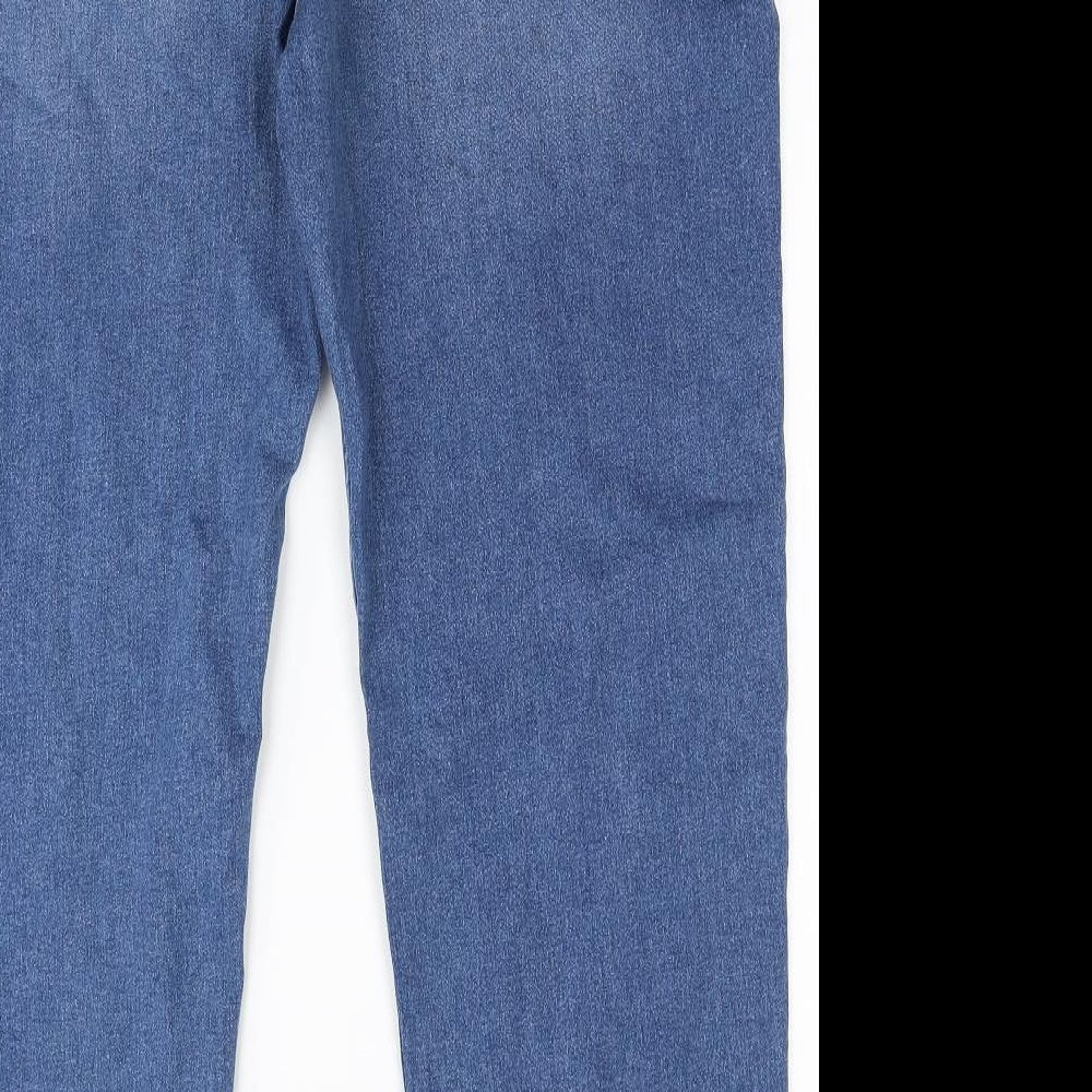 Marks and Spencer Womens Blue Cotton Straight Jeans Size 24 Regular Zip