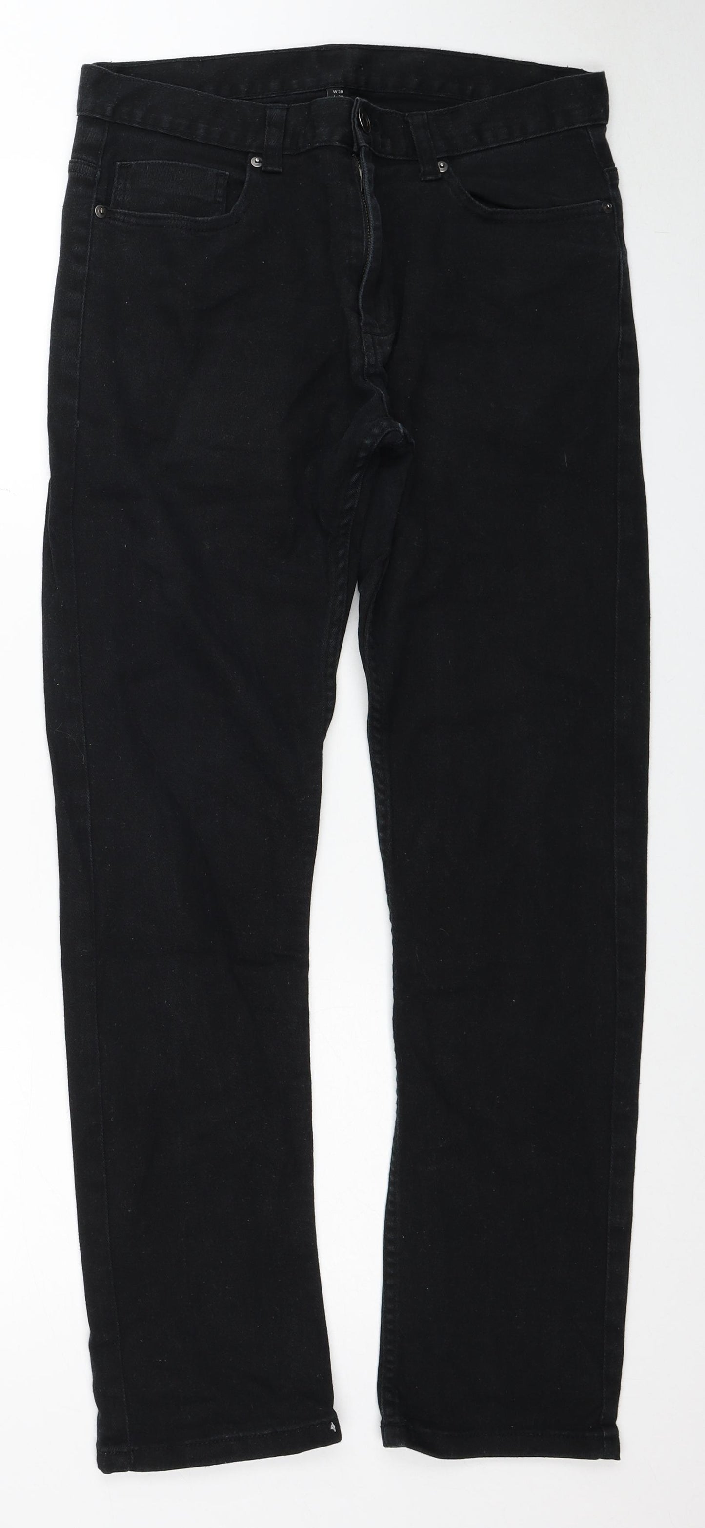 Denim & Co. Mens Black Cotton Straight Jeans Size 30 in L32 in Regular Zip