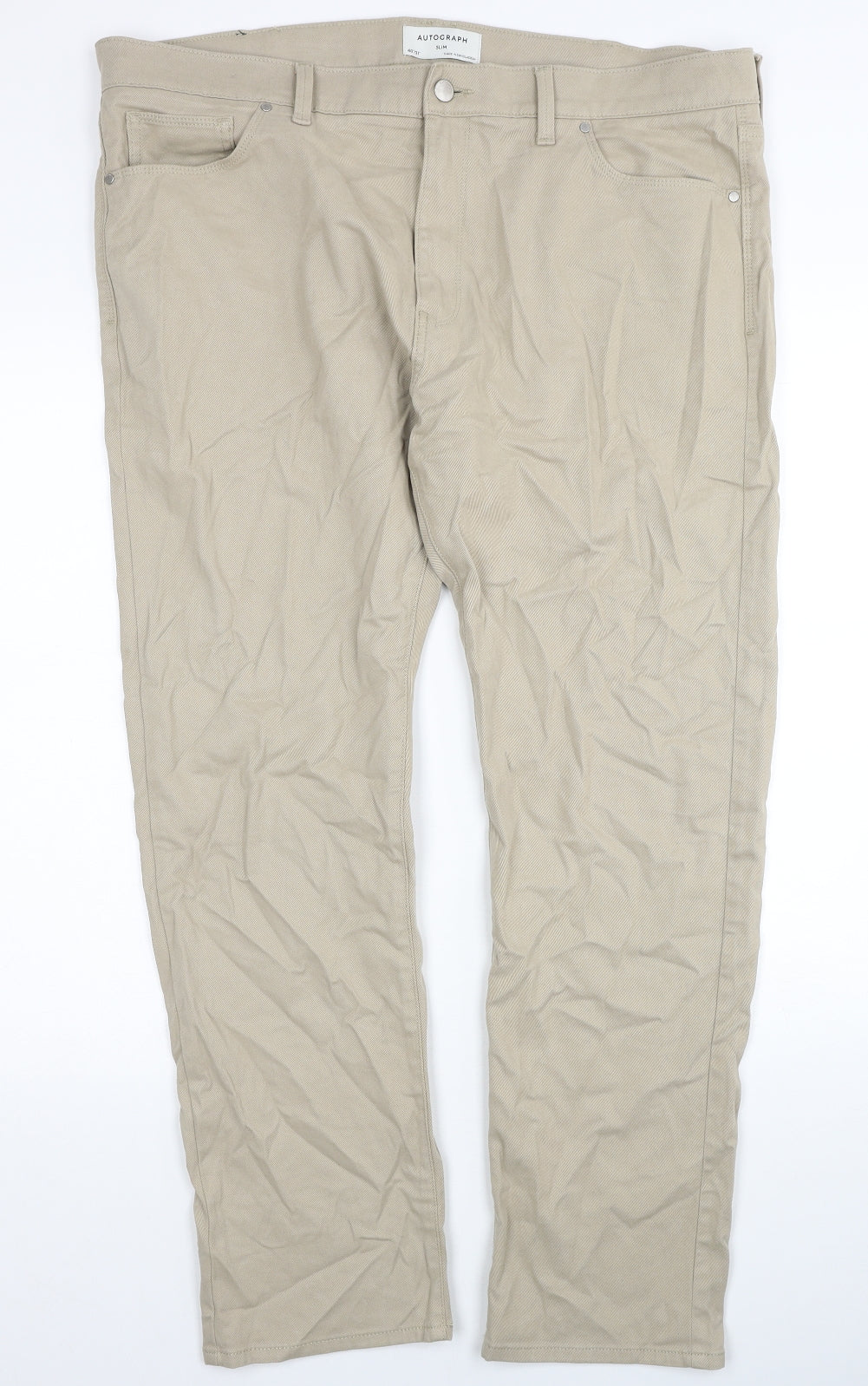 Autograph Womens Beige Cotton Straight Jeans Size 40 in L31 in Regular Zip