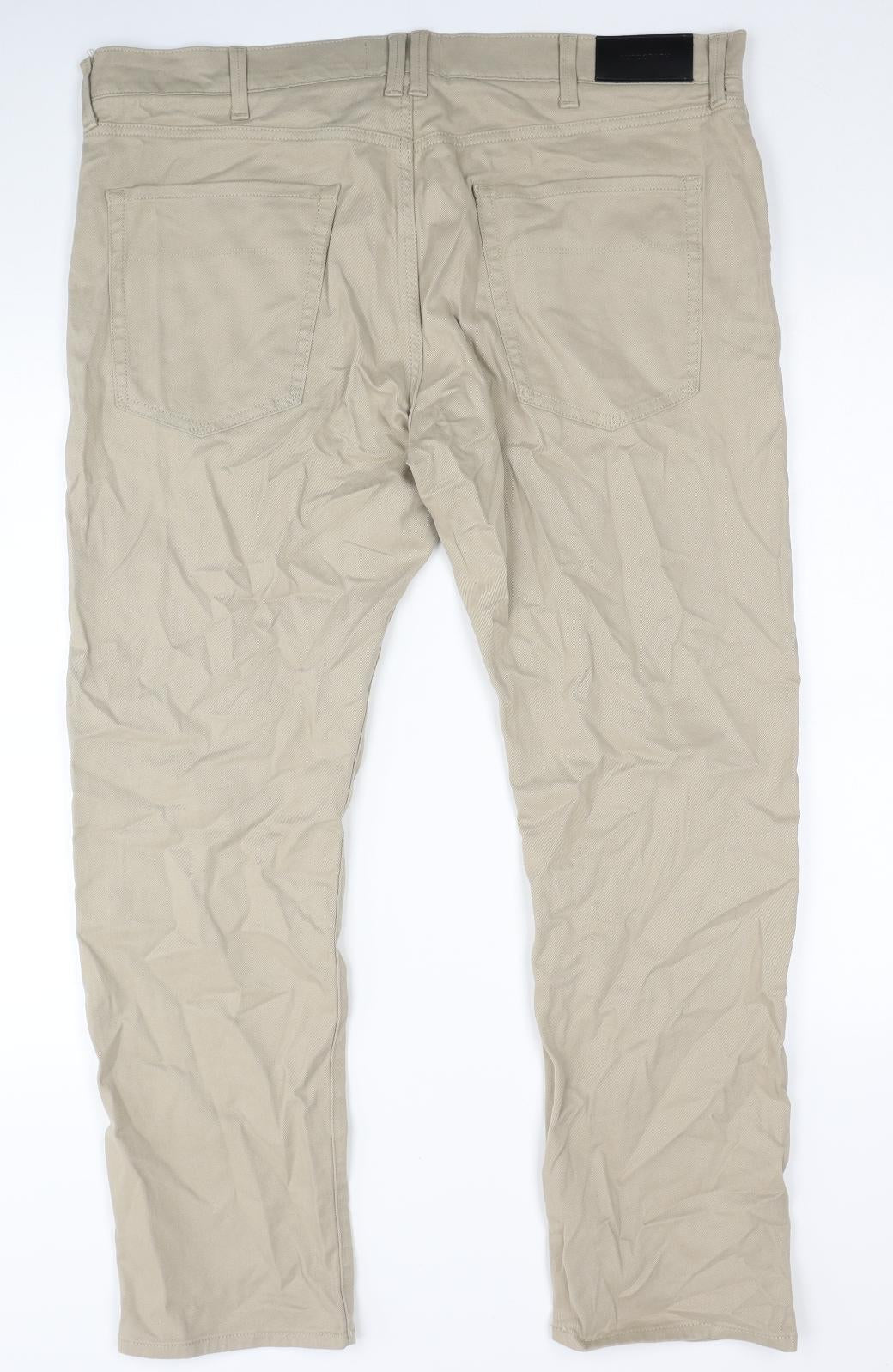Autograph Womens Beige Cotton Straight Jeans Size 40 in L31 in Regular Zip