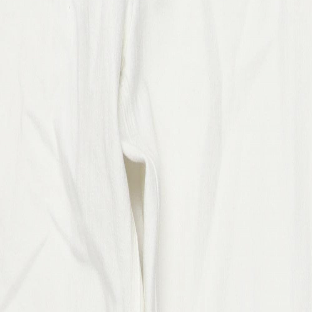 Marks and Spencer Womens White Cotton Straight Jeans Size 14 Regular Zip