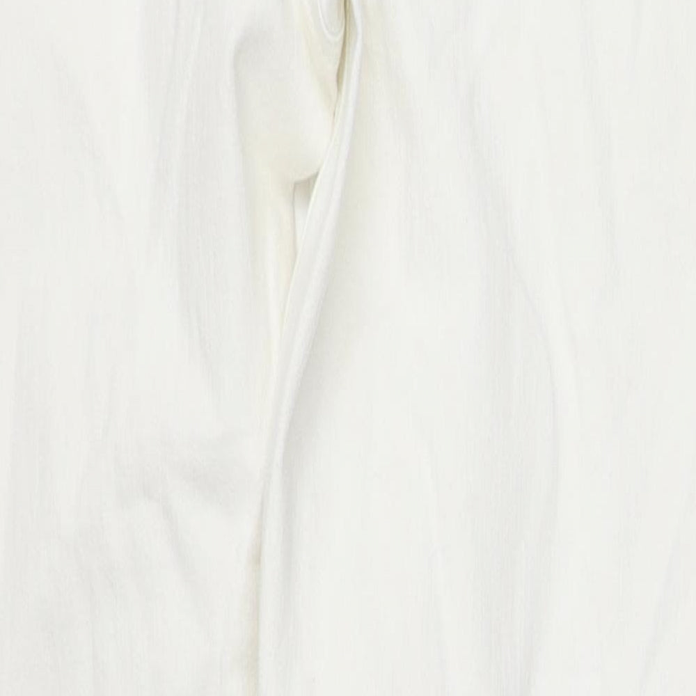 Marks and Spencer Womens White Cotton Straight Jeans Size 14 Regular Zip