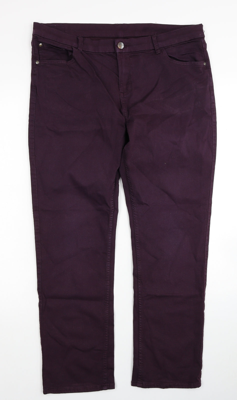 RJR.John Rocha Womens Purple Cotton Straight Jeans Size 16 Regular Zip