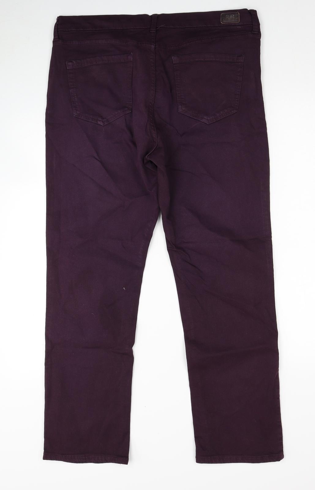 RJR.John Rocha Womens Purple Cotton Straight Jeans Size 16 Regular Zip