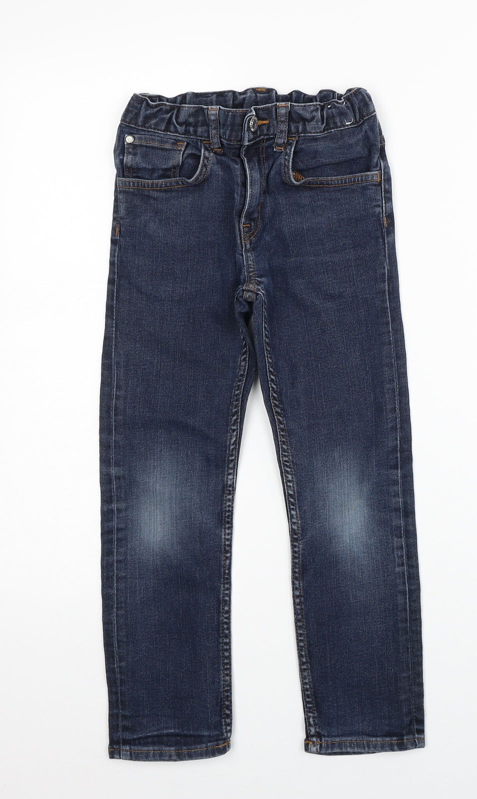 H&M Boys Black Cotton Straight Jeans Size 7-8 Years Regular Zip