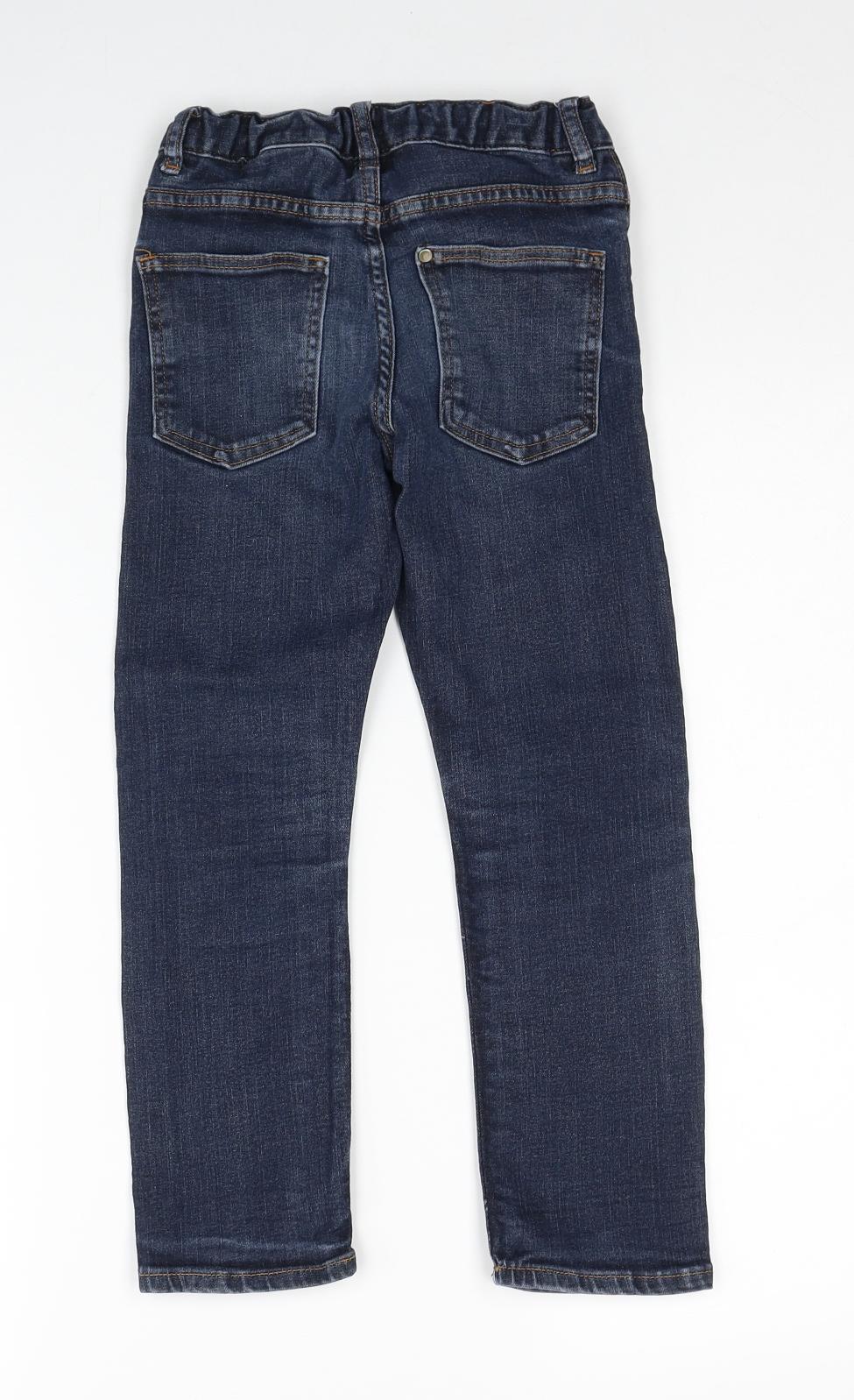 H&M Boys Black Cotton Straight Jeans Size 7-8 Years Regular Zip