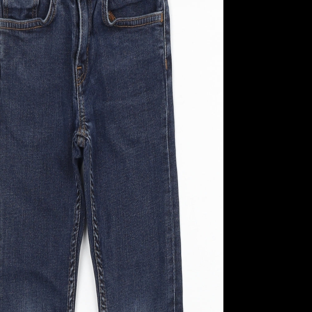 H&M Boys Black Cotton Straight Jeans Size 7-8 Years Regular Zip