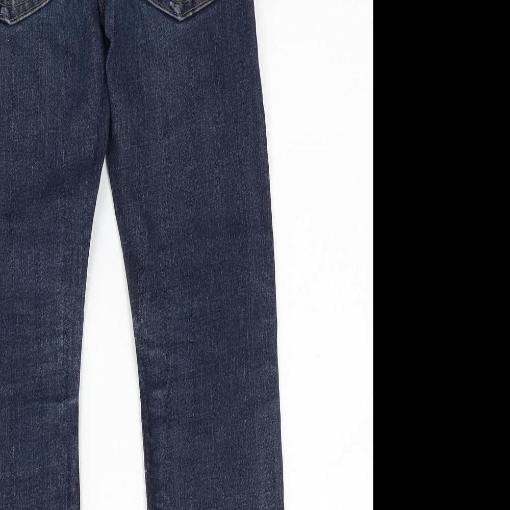 H&M Boys Black Cotton Straight Jeans Size 7-8 Years Regular Zip