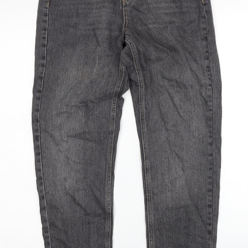 Topshop Womens Black Cotton Straight Jeans Size 26 in L32 in Regular Zip