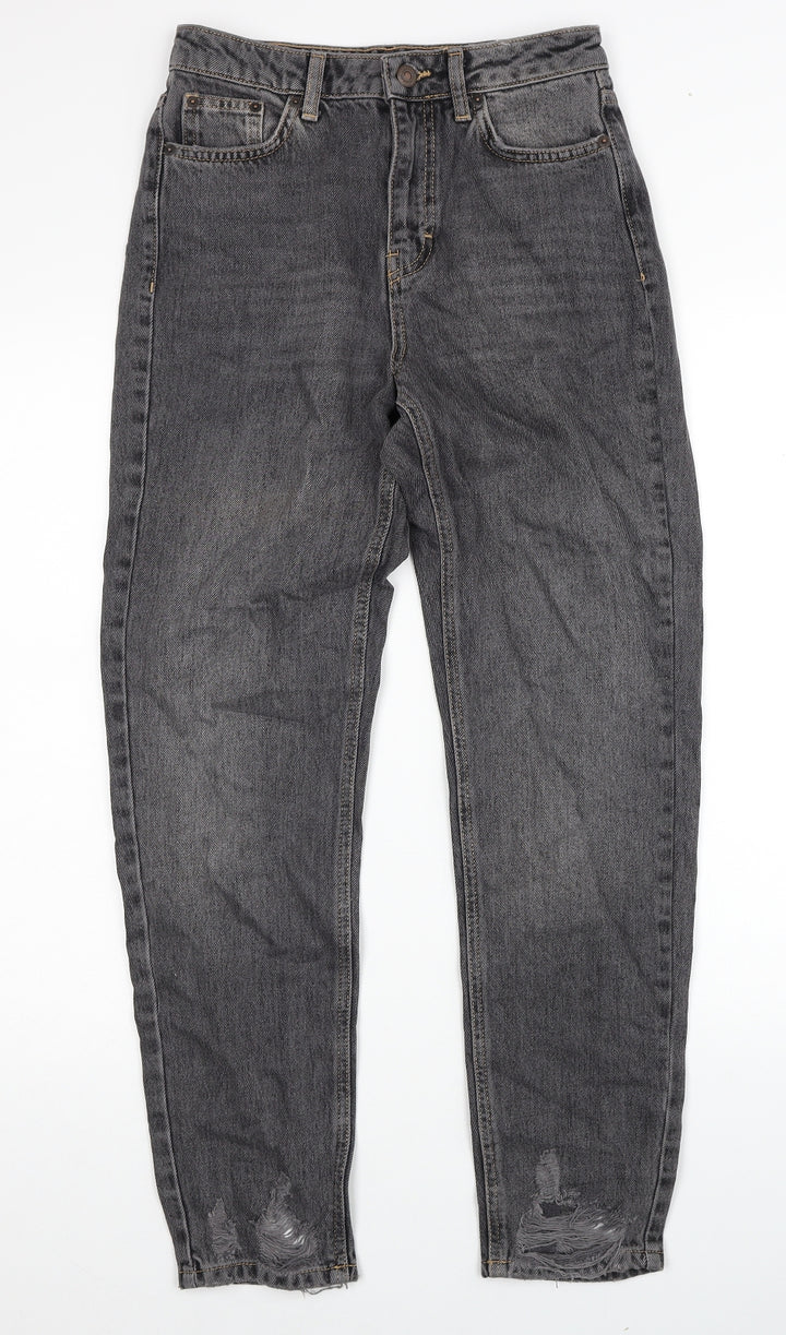 Topshop Womens Black Cotton Straight Jeans Size 26 in L32 in Regular Zip