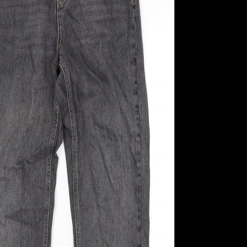 Topshop Womens Black Cotton Straight Jeans Size 26 in L32 in Regular Zip
