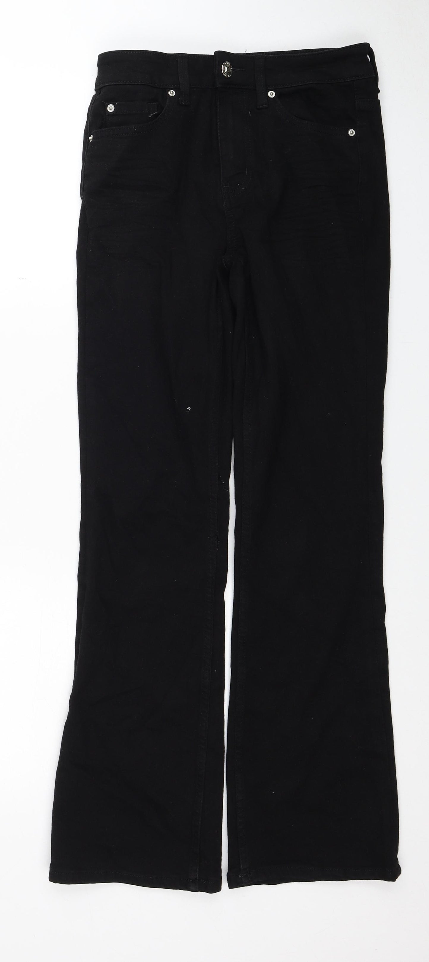 Marks and Spencer Womens Black Cotton Bootcut Jeans Size 8 Regular Zip