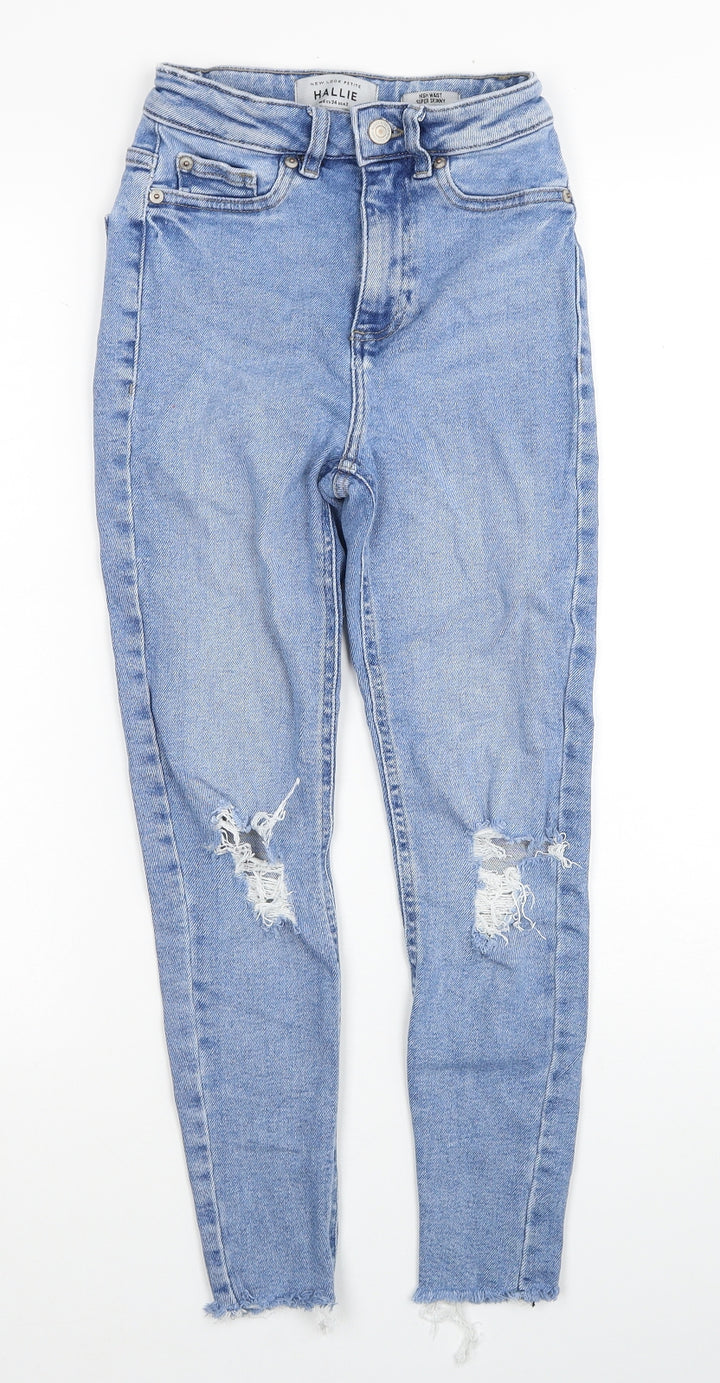 New Look Womens Beige Cotton Skinny Jeans Size 6 Regular Zip