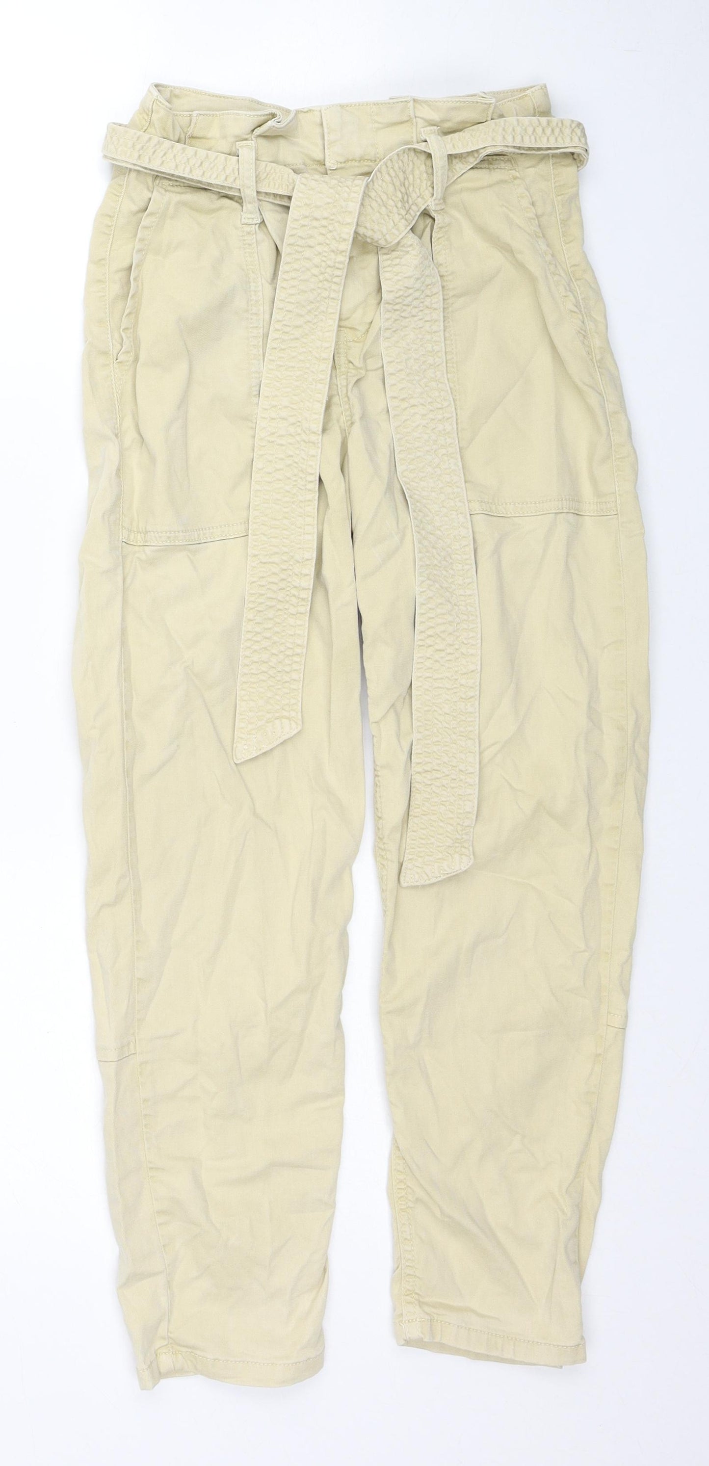 Topshop Womens Beige Cotton Straight Jeans Size 6 Regular Zip