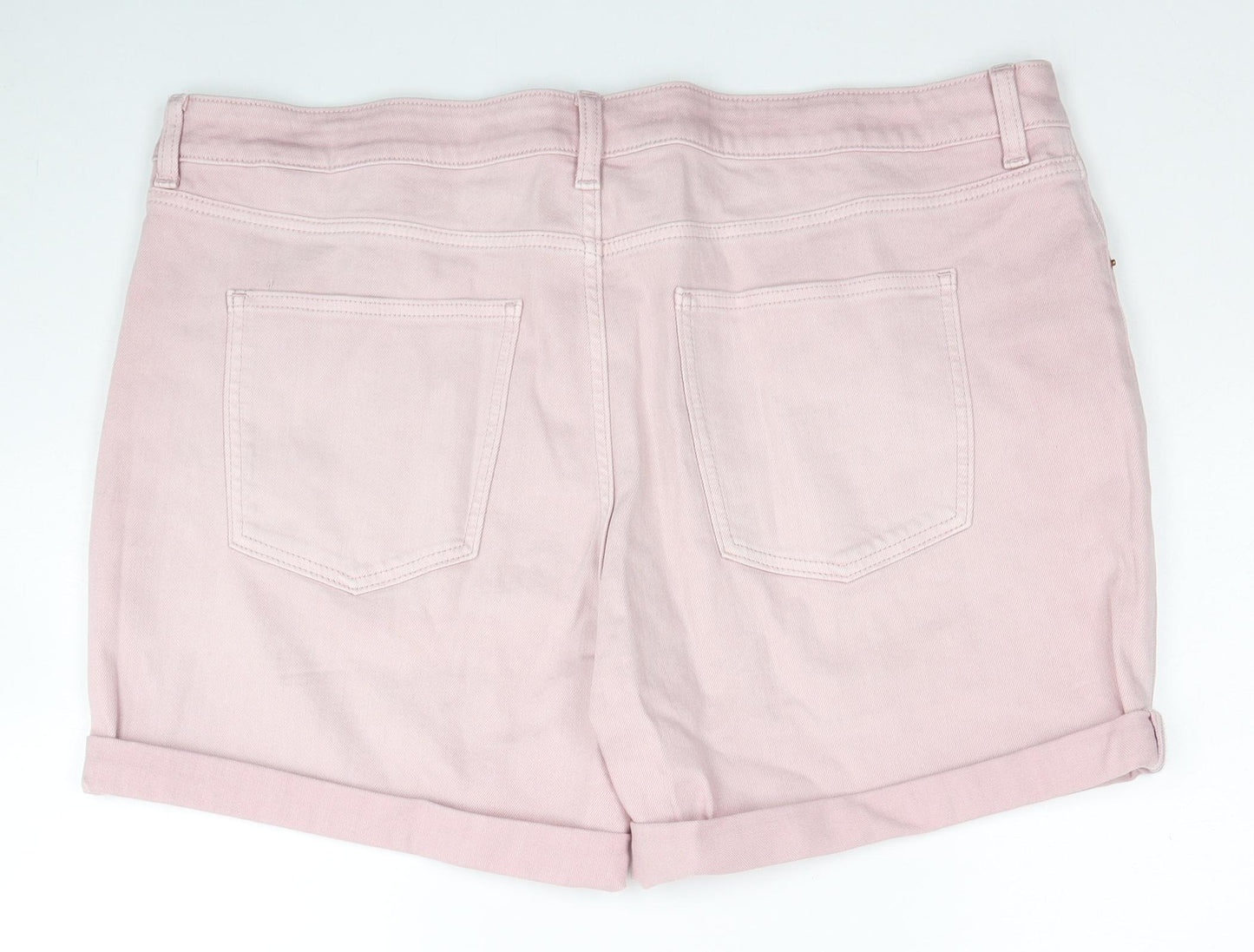 Marks and Spencer Womens Pink Cotton Boyfriend Shorts Size 20 Regular Zip