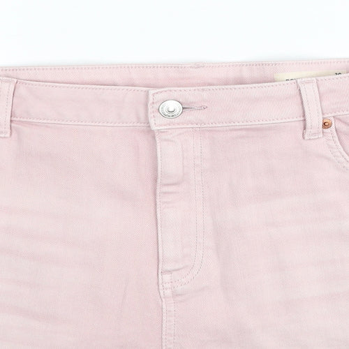 Marks and Spencer Womens Pink Cotton Boyfriend Shorts Size 20 Regular Zip