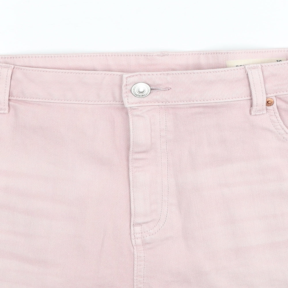Marks and Spencer Womens Pink Cotton Boyfriend Shorts Size 20 Regular Zip