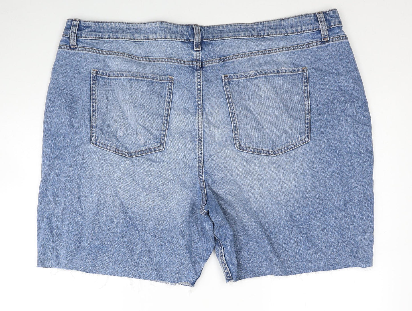 Marks and Spencer Womens Blue Cotton Cut-Off Shorts Size 24 Regular Zip
