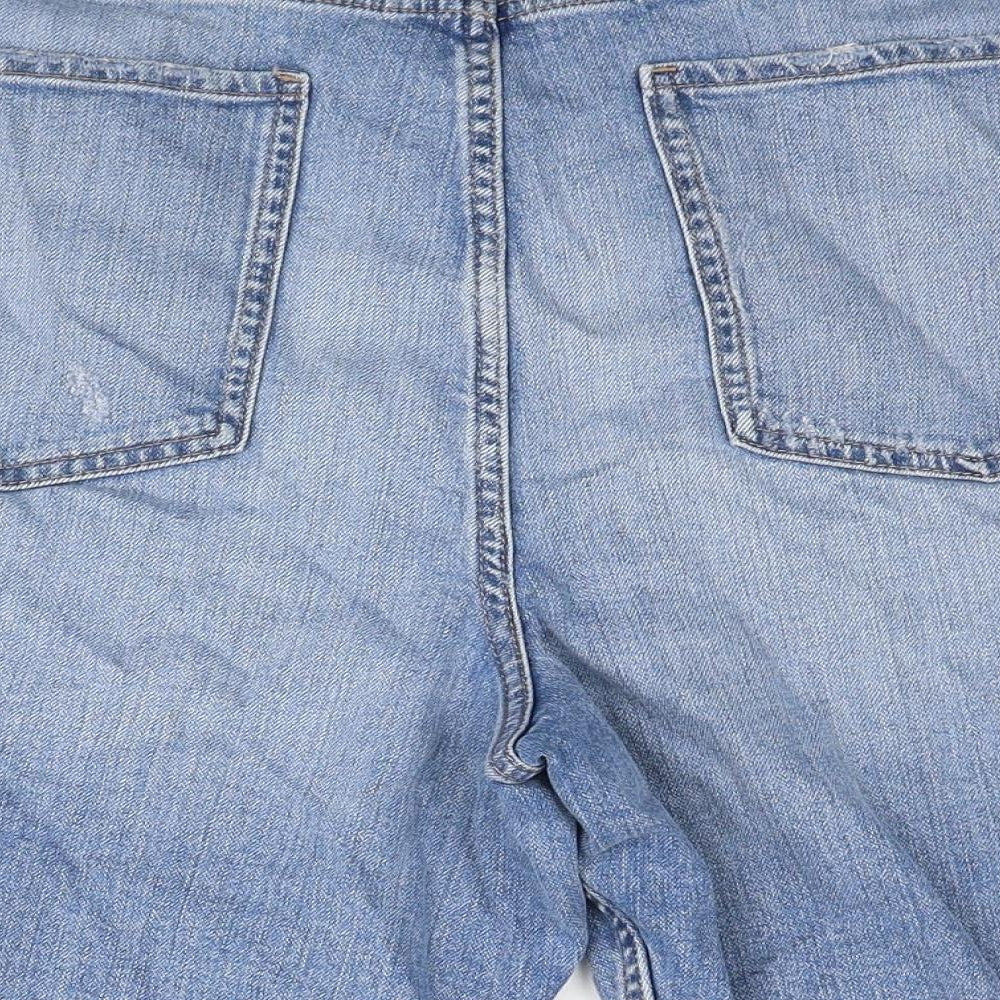 Marks and Spencer Womens Blue Cotton Cut-Off Shorts Size 24 Regular Zip