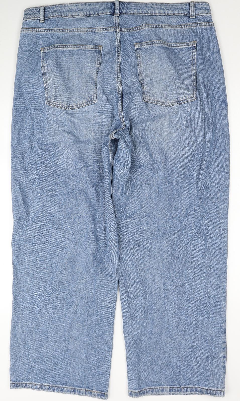 Marks and Spencer Womens Blue Cotton Straight Jeans Size 22 Regular Zip