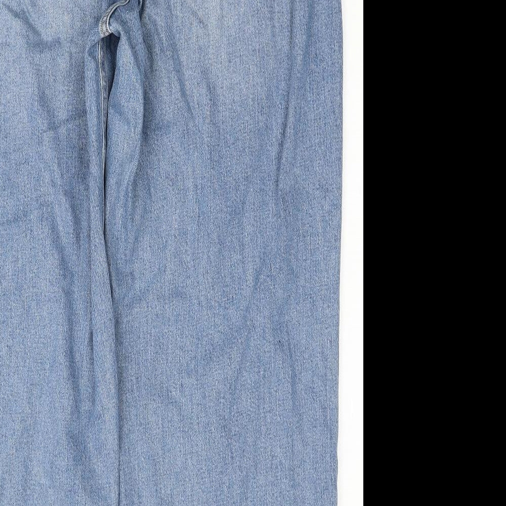 Marks and Spencer Womens Blue Cotton Straight Jeans Size 22 Regular Zip