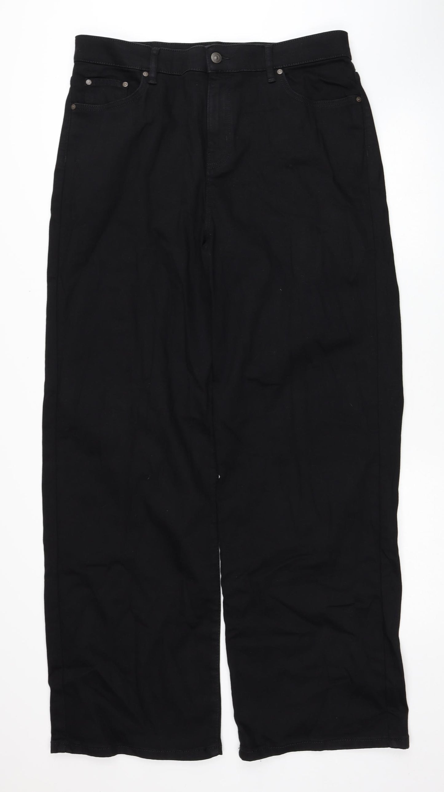 Autograph Womens Black Cotton Straight Jeans Size 18 Regular Zip