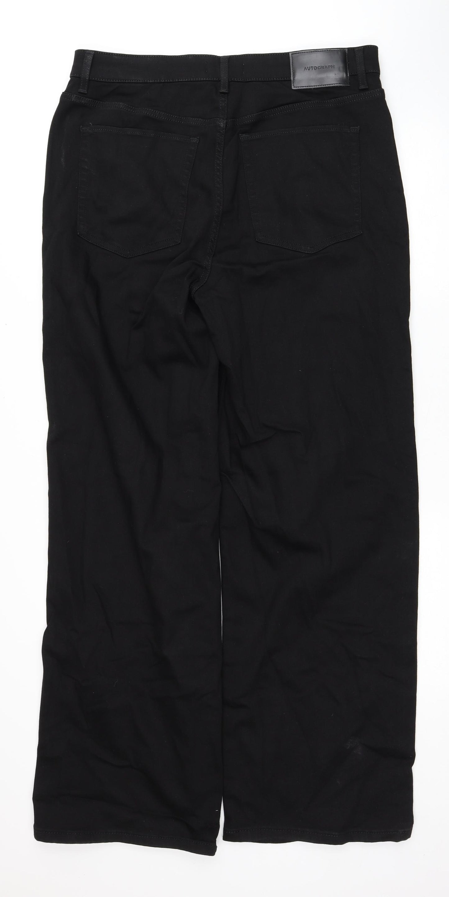 Autograph Womens Black Cotton Straight Jeans Size 18 Regular Zip
