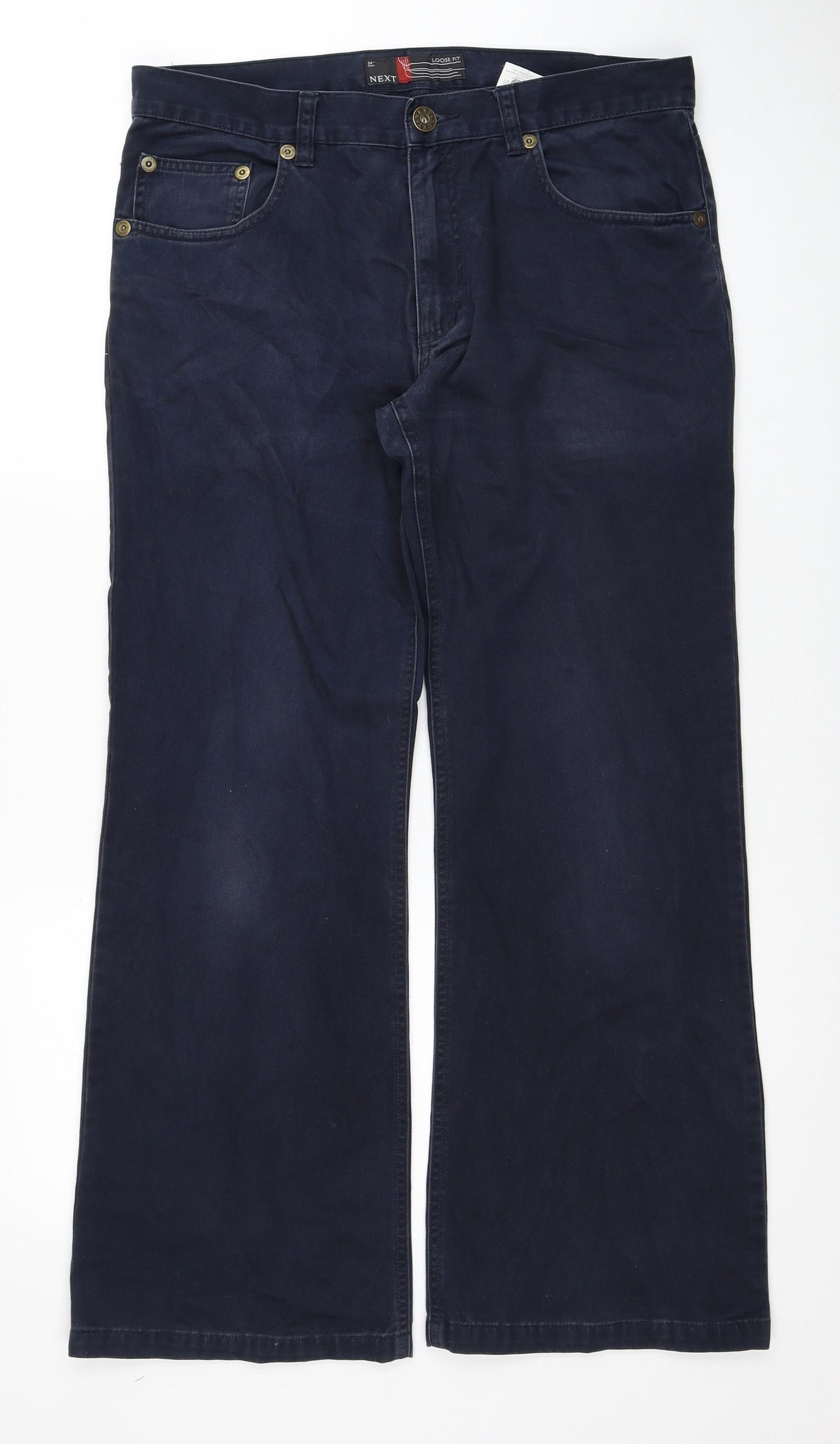 NEXT Mens Blue Cotton Bootcut Jeans Size 34 in Regular Zip