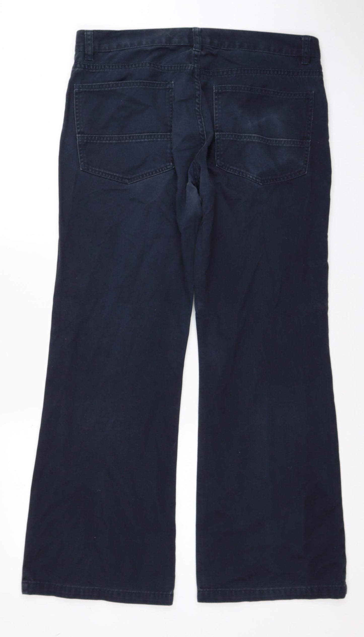 NEXT Mens Blue Cotton Bootcut Jeans Size 34 in Regular Zip