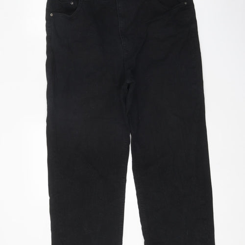 Pegasus Womens Black Cotton Straight Jeans Size 34 in Regular Zip