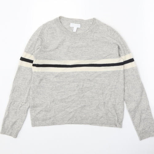 White Label Womens Grey Round Neck 100% Merino Wool Pullover Jumper Size 12