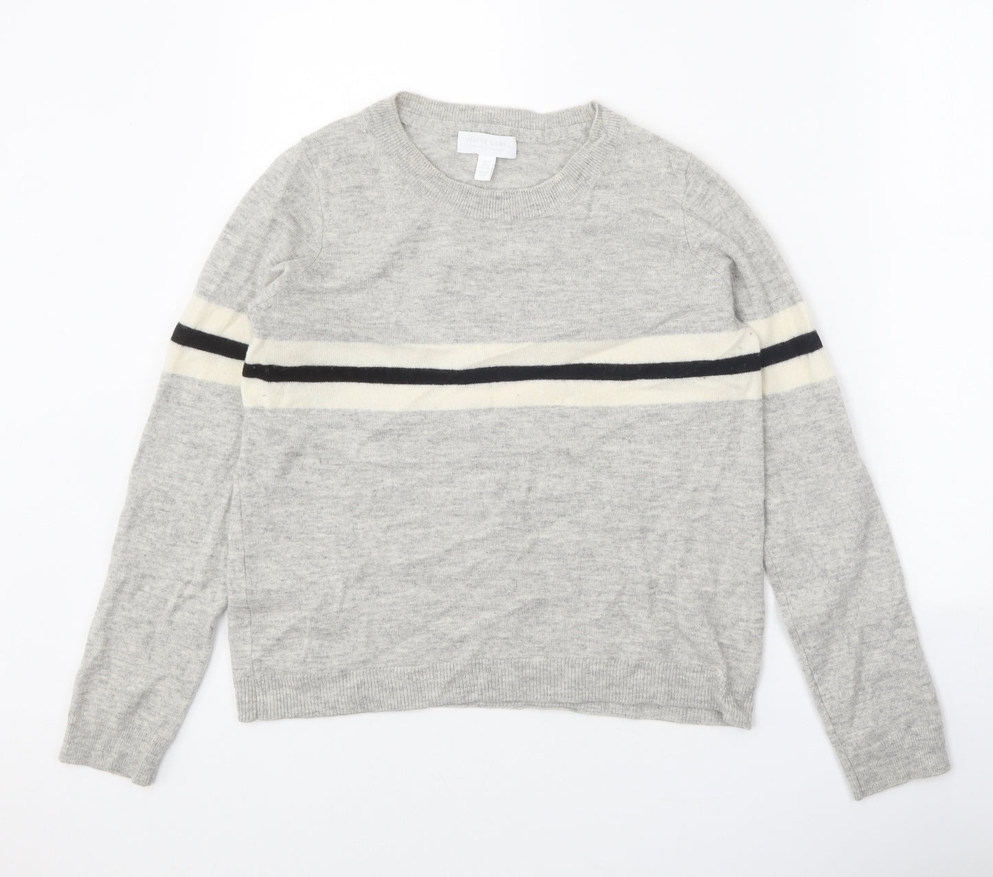 White Label Womens Grey Round Neck 100% Merino Wool Pullover Jumper Size 12