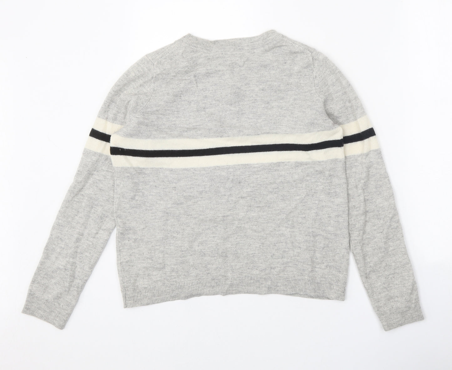 White Label Womens Grey Round Neck 100% Merino Wool Pullover Jumper Size 12