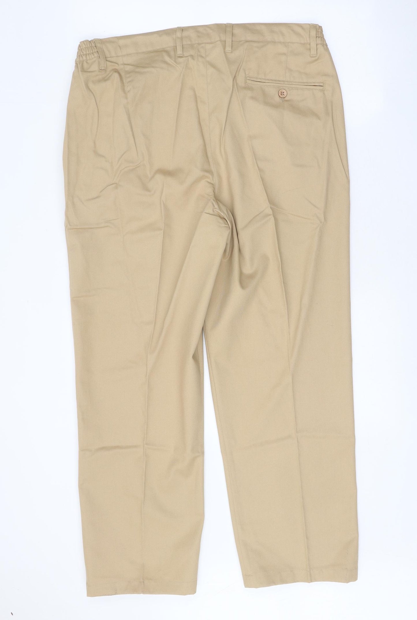 Chums Mens Brown Cotton Chino Trousers Size 36 in L27 in Regular Zip