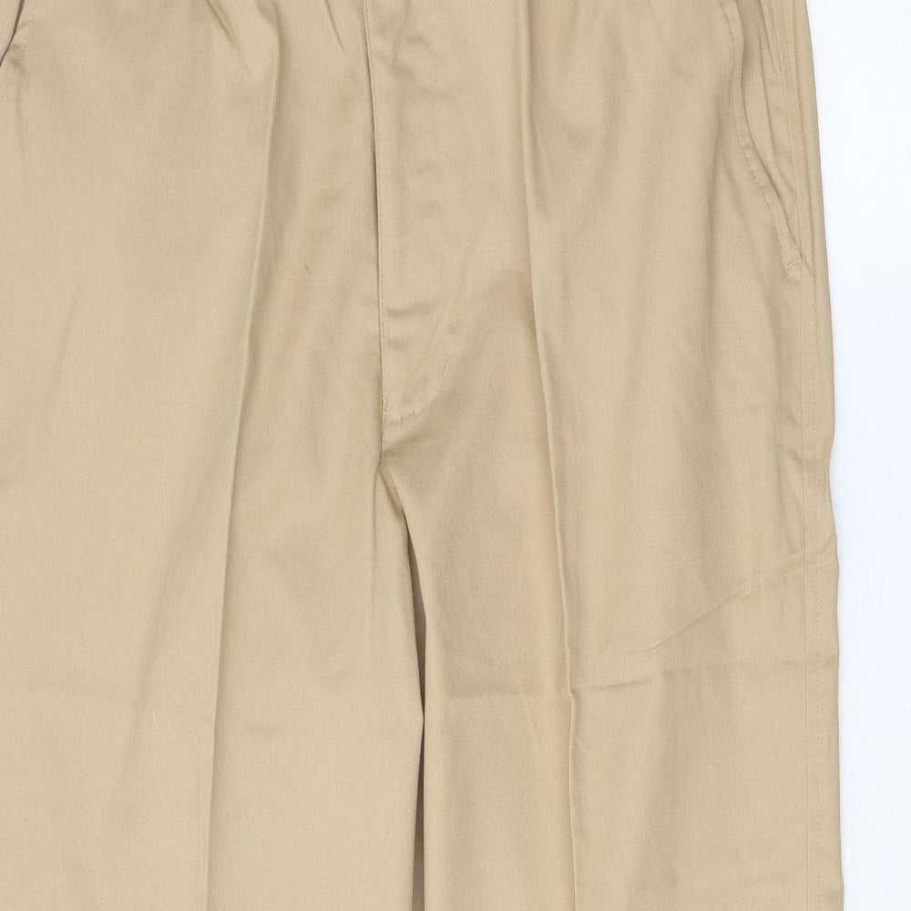 Chums Mens Brown Cotton Chino Trousers Size 36 in L27 in Regular Zip