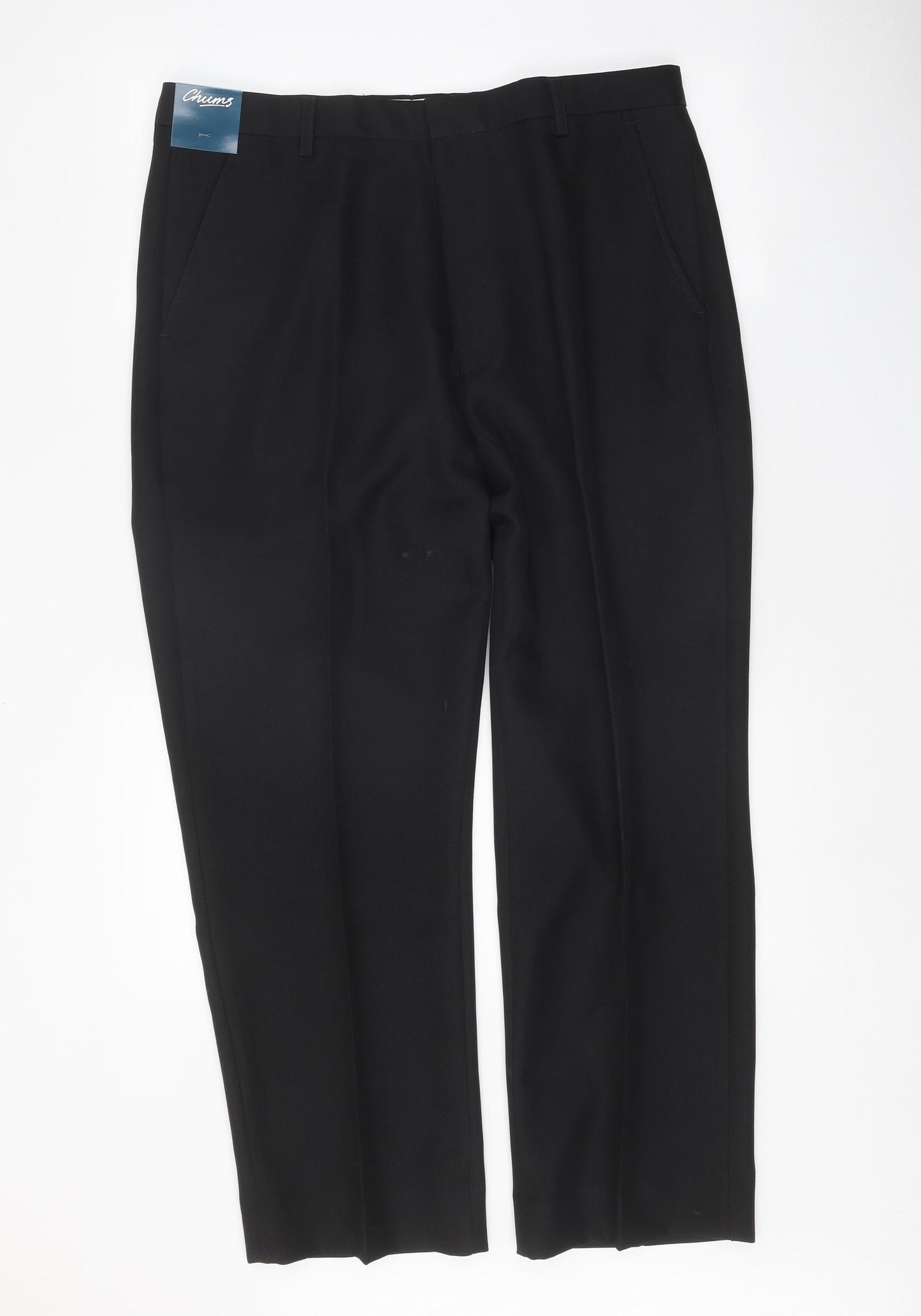 Chums Mens Black Polyester Dress Pants Trousers Size 36 in L27 in Regular Zip