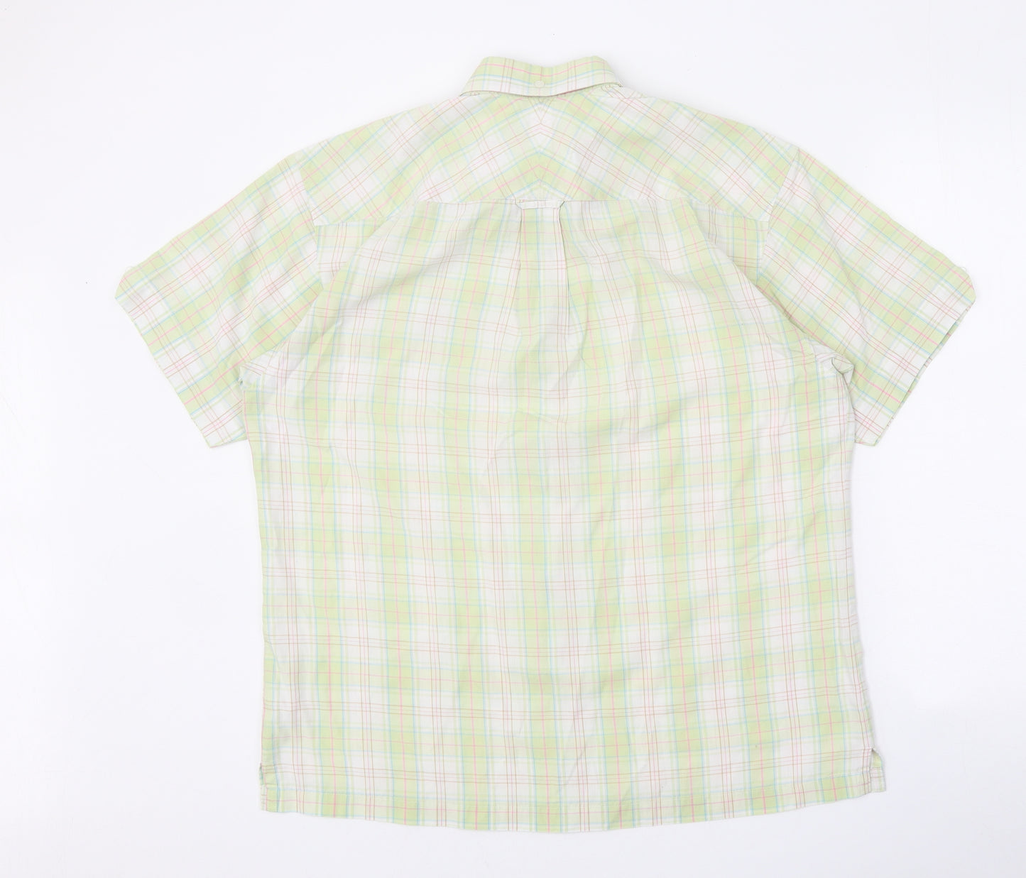 Ben Sherman Mens Green Plaid Polyester Button-Up Size M Collared Button