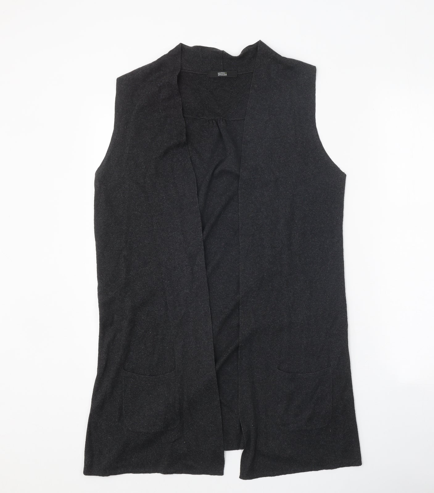 Marks and Spencer Womens Grey V-Neck Cotton Cardigan Jumper Size 14